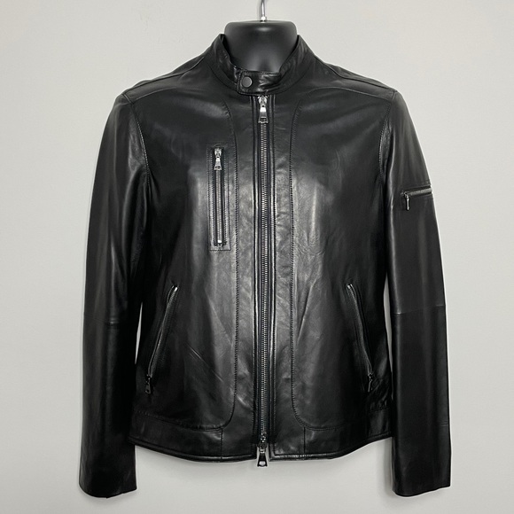 John Varvatos Collection Leather Moto Jacket - Picture 1 of 6